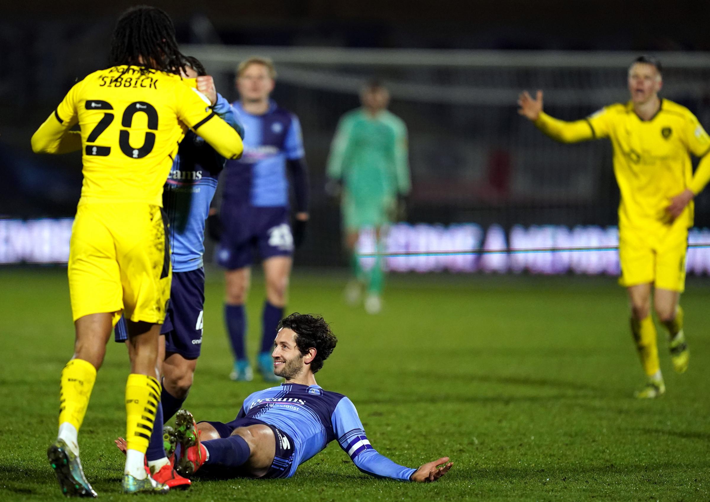 Joe Jacobson clashed with Barnsleys Toby Sibbick which led to another scrap. Both players were booked after things calmed down (John Walton/PA)